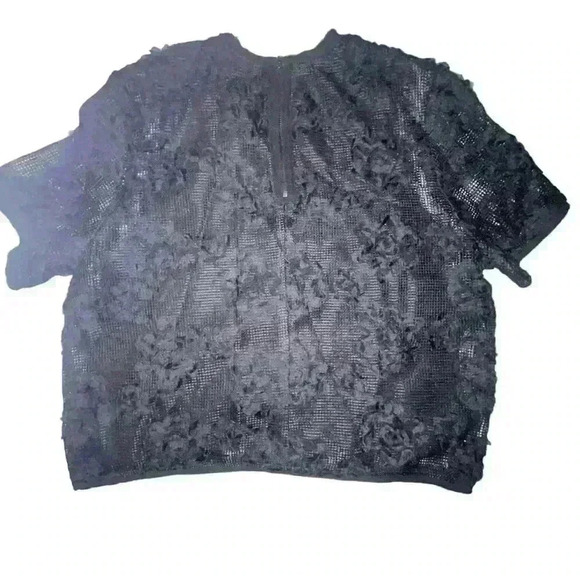 H & M BLACK SEE THROUGH MESH Net KNIT WITH RIBBON FLOWERS Size 2 - Picture 2 of 7